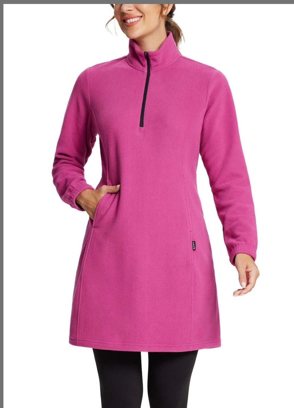 Baleaf Women's 1/4 Zip Fleece Tunic Pullover Pink Size 2XL